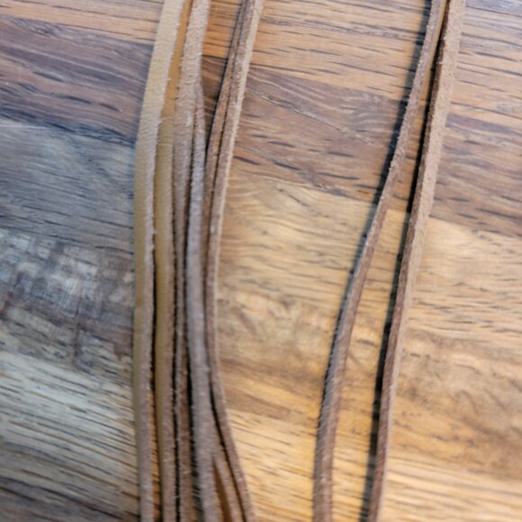 Y Pendant Necklace Blue/White Beads Large Golden Disc Leather Cord - Picture 14 of 14